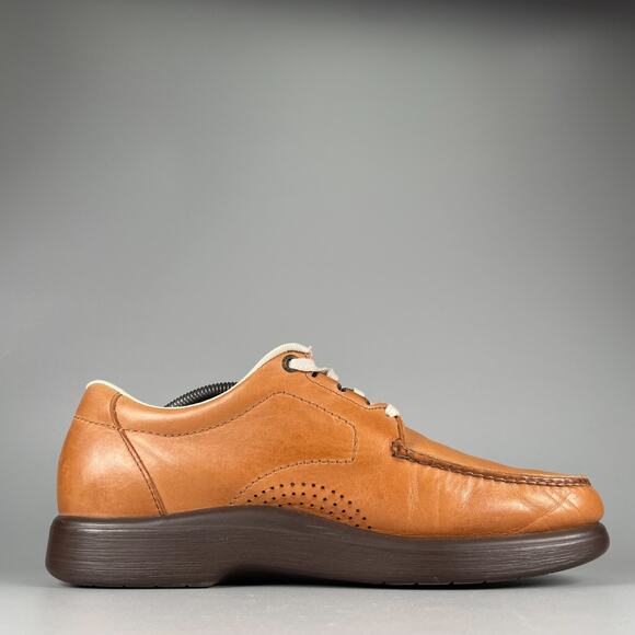 SAS Bout Time Men\'s Size 11.5 W Brown Leather Lace Up Casual Loafers Comfort EUC